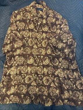 John Ashford Brown and Cream Printed Button-Up Shirt